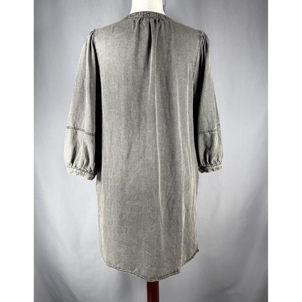 Entro Women's Gray Chambray Tunic‎ Dress Size M Western Chic Prairie Country - Picture 6 of 15